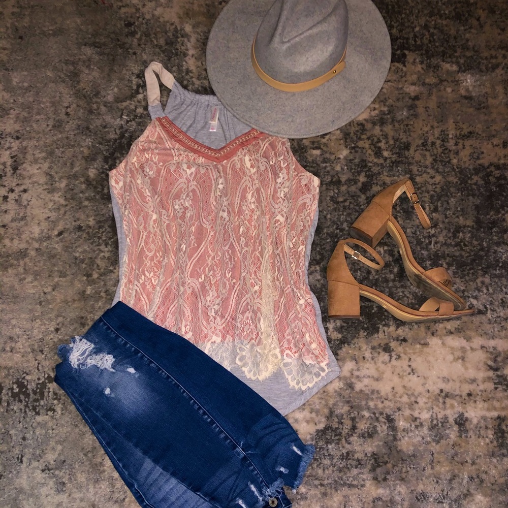 Lacy Pink and Grey top